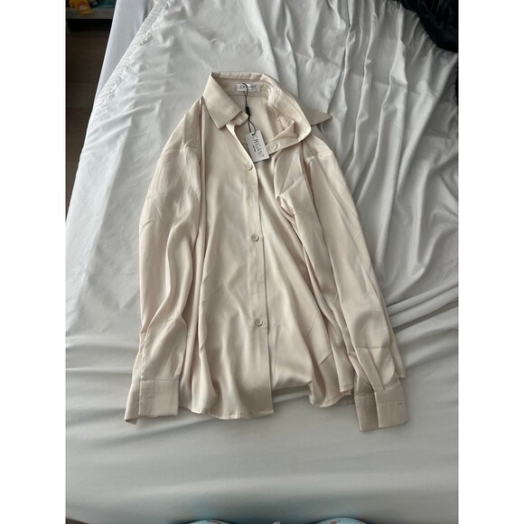 Satin Silk Button Down Blouse - Picture 2 of 4
